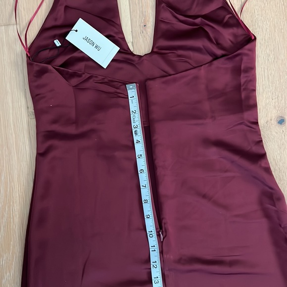 NWT JASON WU  Burgundy Plunging U-Neckline Halter Satin Dress - Small - Picture 10 of 16